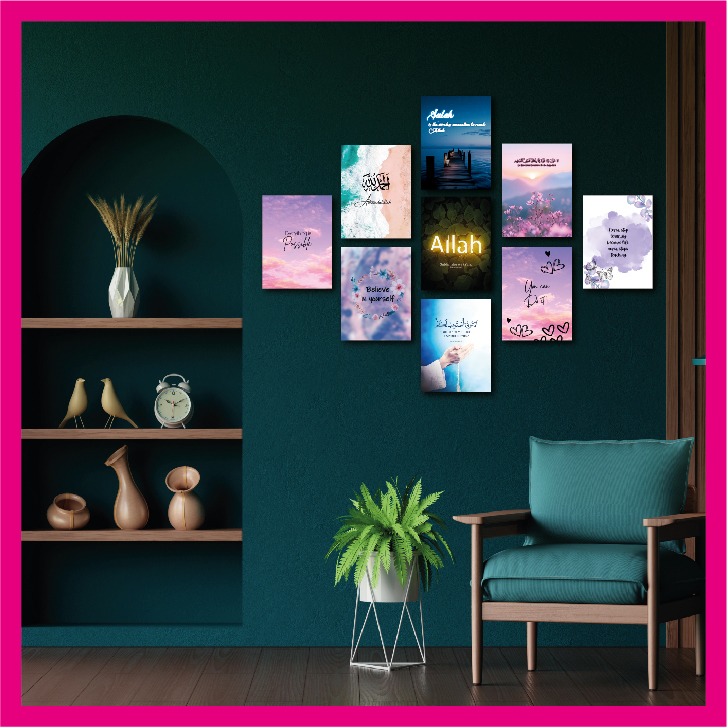 Picture of Islamic Quota 9Pcs/Set Home Canvas Wall Painting Picture Living Room or Bedroom