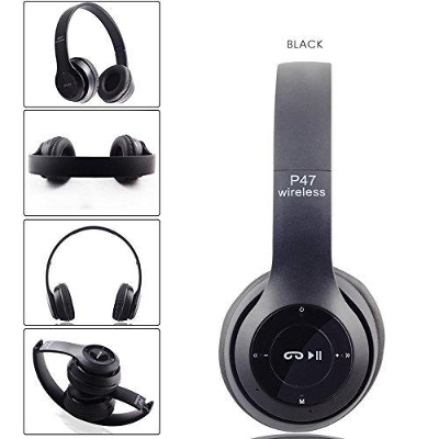Picture of Wireless Bluetooth Headphone P47 Stereo Earphone with SD Card Slot black - Headphone