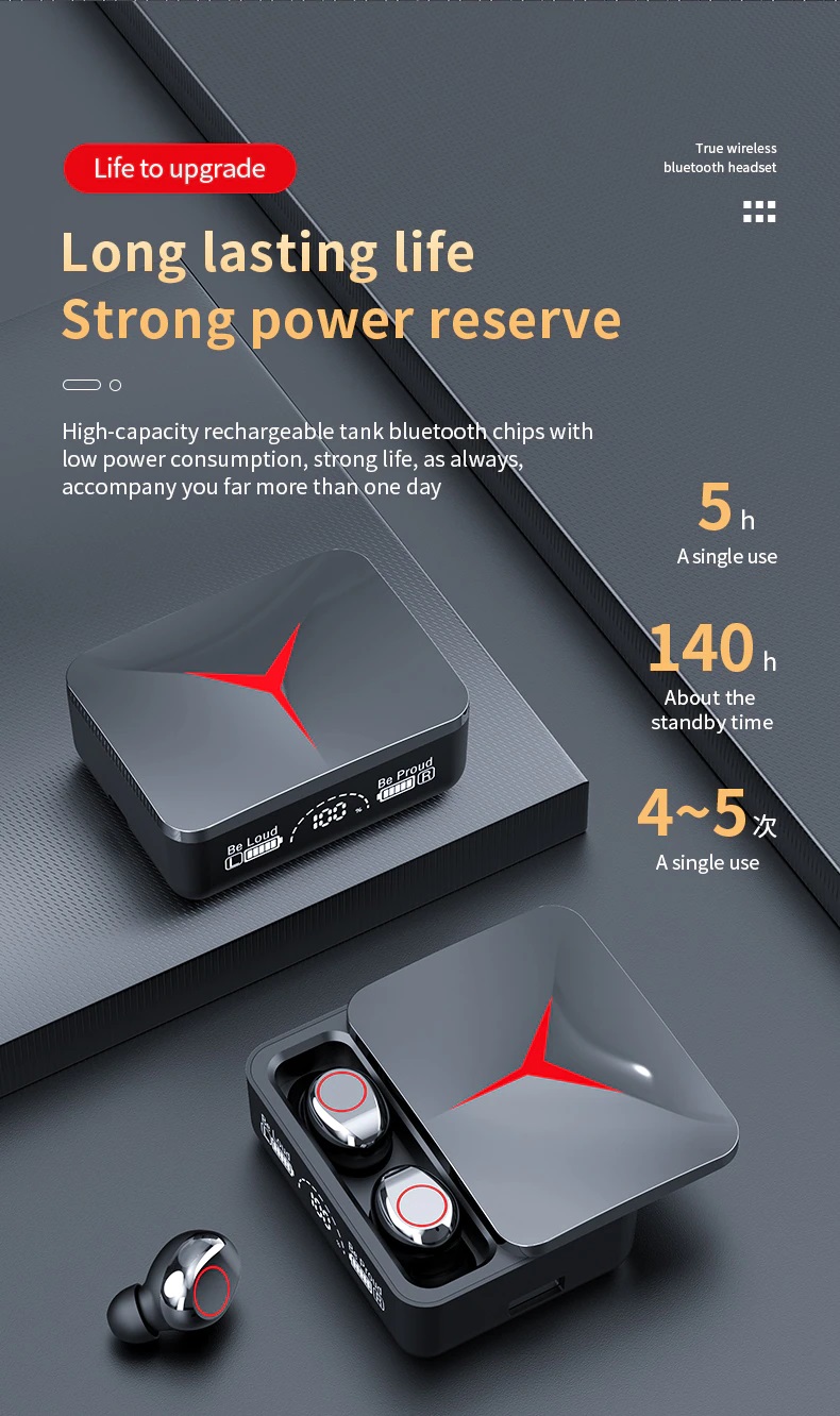 Picture of TWS M90 Wireless Headphones Gaming Earphone Bluetooth 5.2 Sport Earbuds Music Headsets