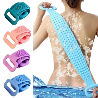 Picture of Silica gel Bath Towel Silicon Bath Body Brush, Shower Massure/Shower/Back Scratchhania/Body Skin Scrubber Deep Clean Exfoliate Back Scrubber - Bath Sponge