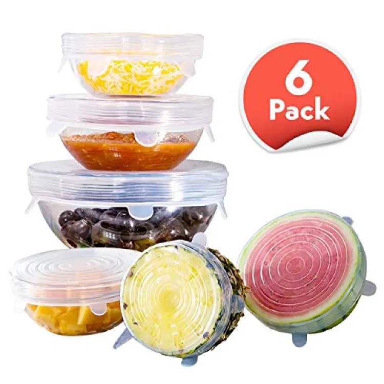 Picture of Silicone Stretch Lids Huggers Covers reusable for food 6-Pack Various Sizes Cover for Bowl
