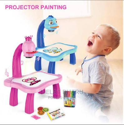 Picture of Child Learning Desk with Smart Projector Kids Painting Table Toy with Light Children Educational Tool Drawing Table