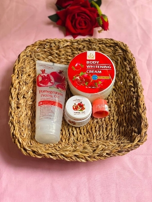 Picture of pomegranate  peeling jel, night cream, body cream, lip mask