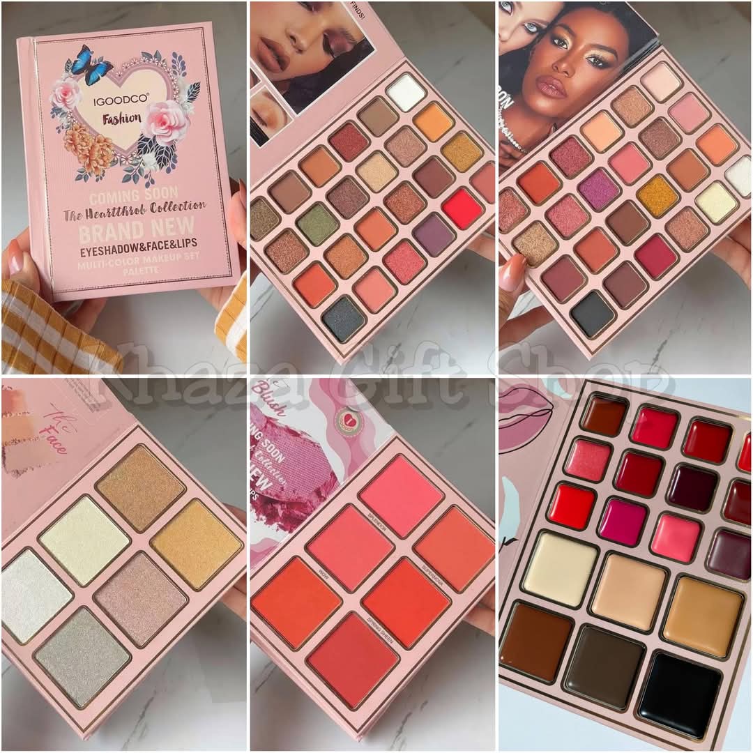 Picture of IGOODCO 5-in-1 Makeup Book Kit: Comprehensive Palette with All-in-One Glitter & Matte Eyeshadows, Highlighter, Blush, Contour, Lip Colors, and Eyebrow Enhancers (Multicolor)