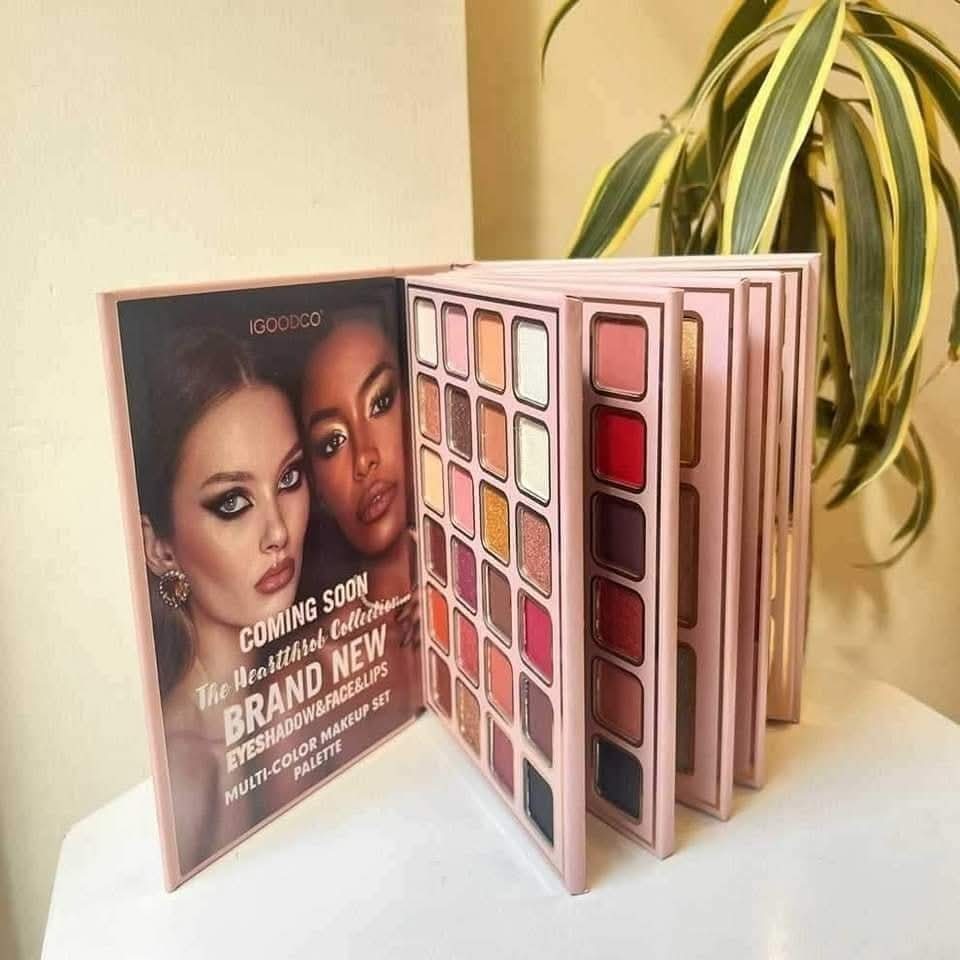 Picture of IGOODCO 5-in-1 Makeup Book Kit: Comprehensive Palette with All-in-One Glitter & Matte Eyeshadows, Highlighter, Blush, Contour, Lip Colors, and Eyebrow Enhancers (Multicolor)