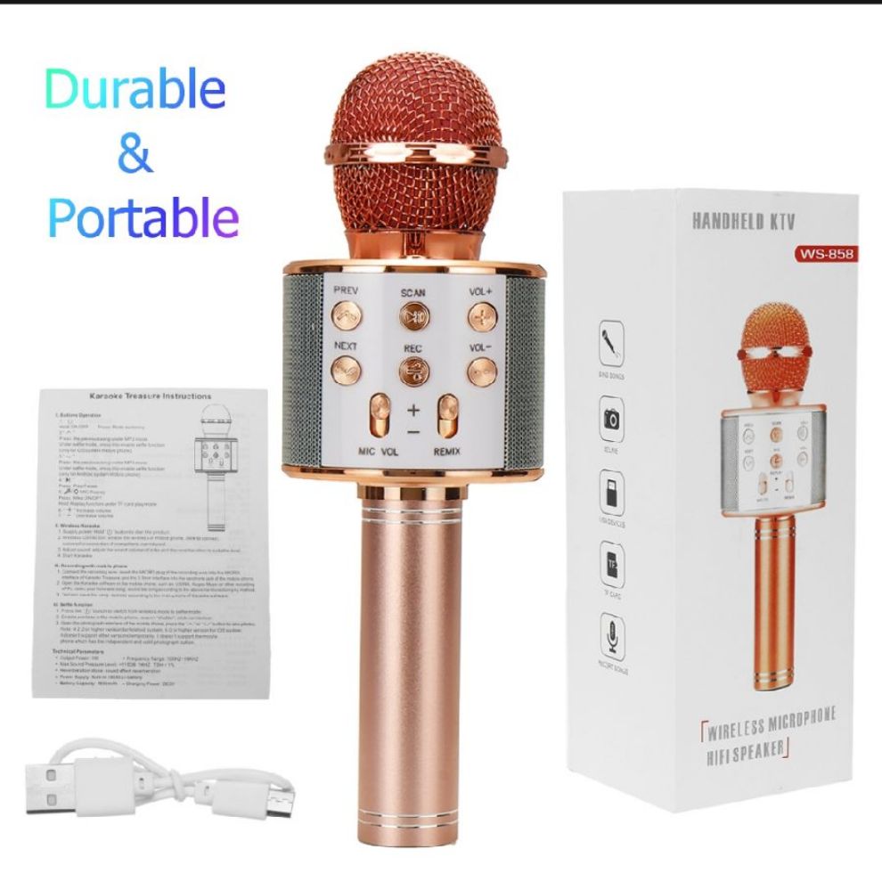 Picture of Conventional 6-10h)3 in1 Karaoke Wireless bluetooth Microphone Handheld Stereo Mic KTV speaker USB Charging
