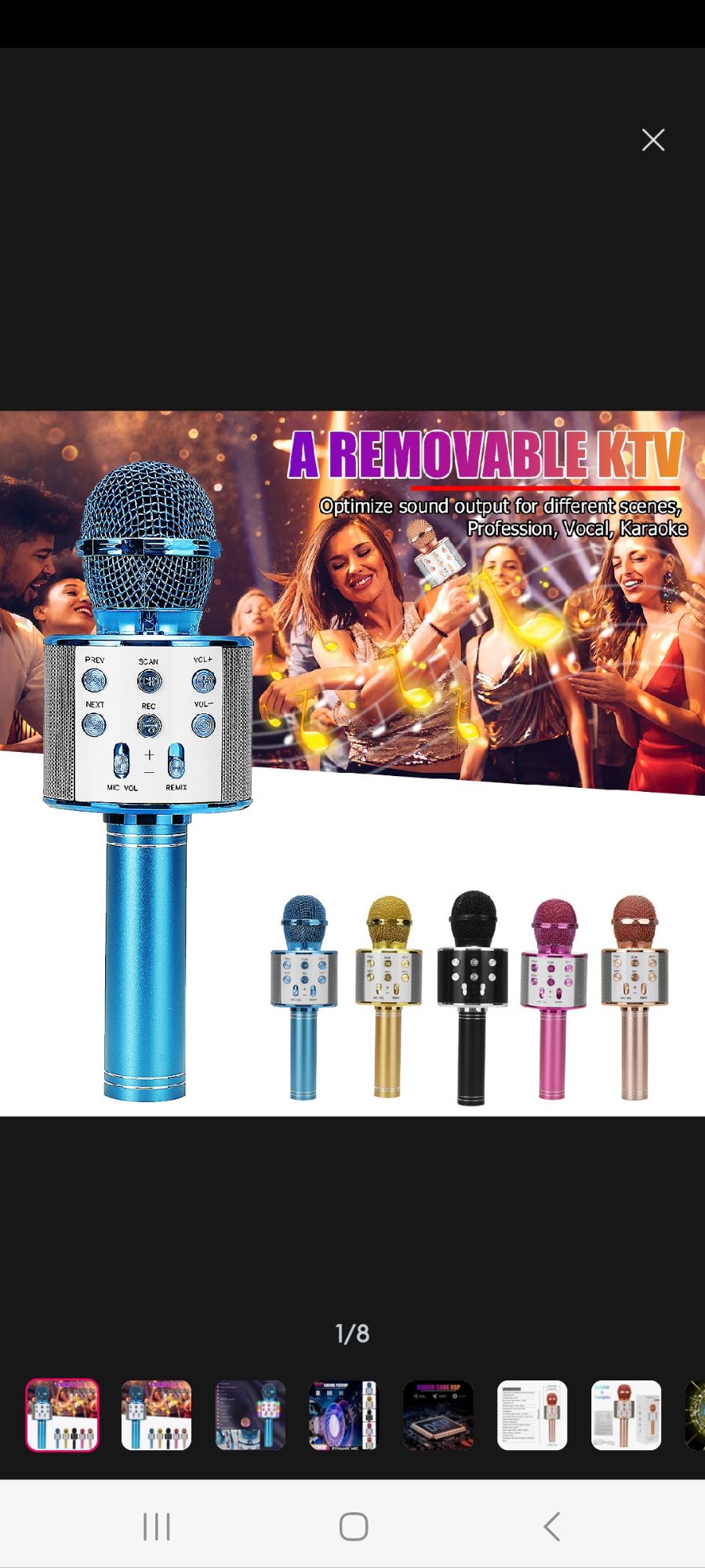 Picture of Conventional 6-10h)3 in1 Karaoke Wireless bluetooth Microphone Handheld Stereo Mic KTV speaker USB Charging