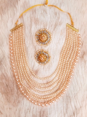 Picture of Pearl Necklace Set for woman. Real pearl jewellery for stylish womanfolks. beautiful statement jewellery . Occasional wearing jewellery.