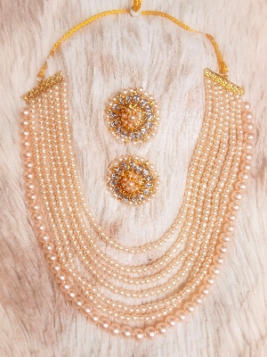 Picture of Pearl Necklace Set for woman. Real pearl jewellery for stylish womanfolks. beautiful statement jewellery . Occasional wearing jewellery.