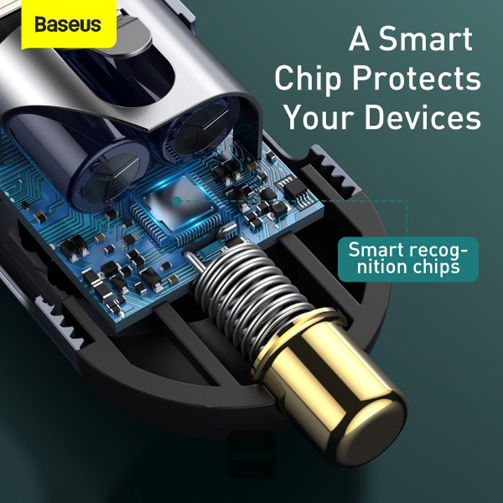 Picture of Baseus Share Together car charger 2x USB / 2x USB Type C 120W PPS Quick Charge Power Delivery-gray