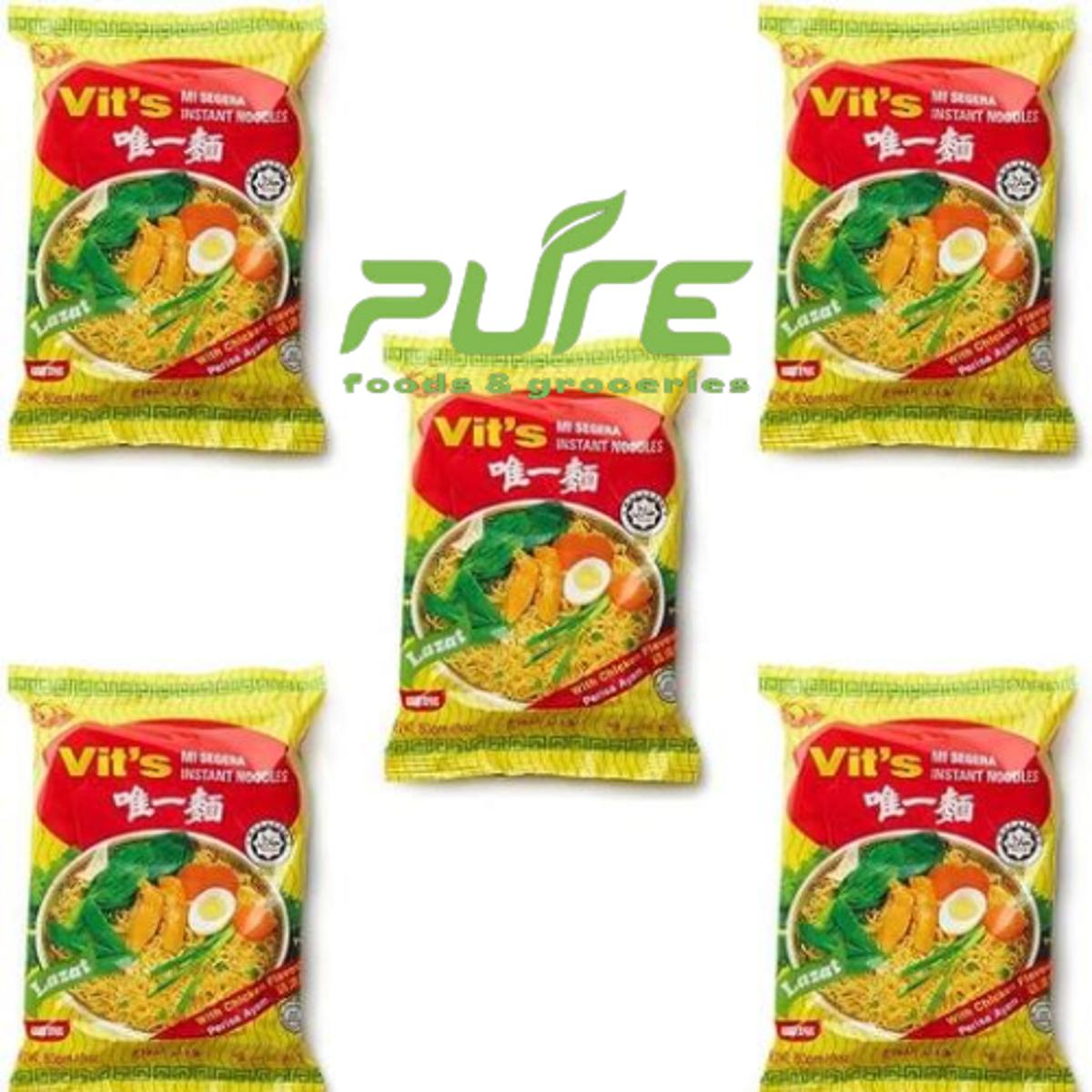 Picture of Vit's Chicken Flavour Instant Noodles 78g - Pack of 5 (390g) | Imported Malaysian Noodles | Korean Spicy Noodles | Original Chicken Flavour