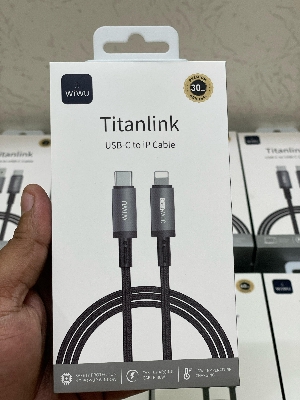 Picture of WiWU 1M Aluminum alloy Nylon braided TITAN LINK Series Charging Cable with 30W USB-C to Lightining #Wi-C056