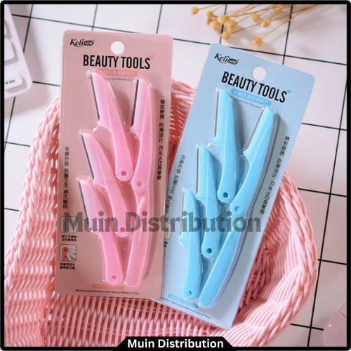 Picture of keli 4pcs Foldable Eyebrow Facial Hair Removal, Shaper, and Trimmer in New Design (Blue & Pink) - Facial Razor.