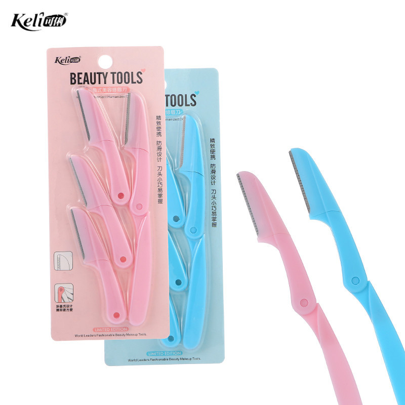 Picture of keli 4pcs Foldable Eyebrow Facial Hair Removal, Shaper, and Trimmer in New Design (Blue & Pink) - Facial Razor.
