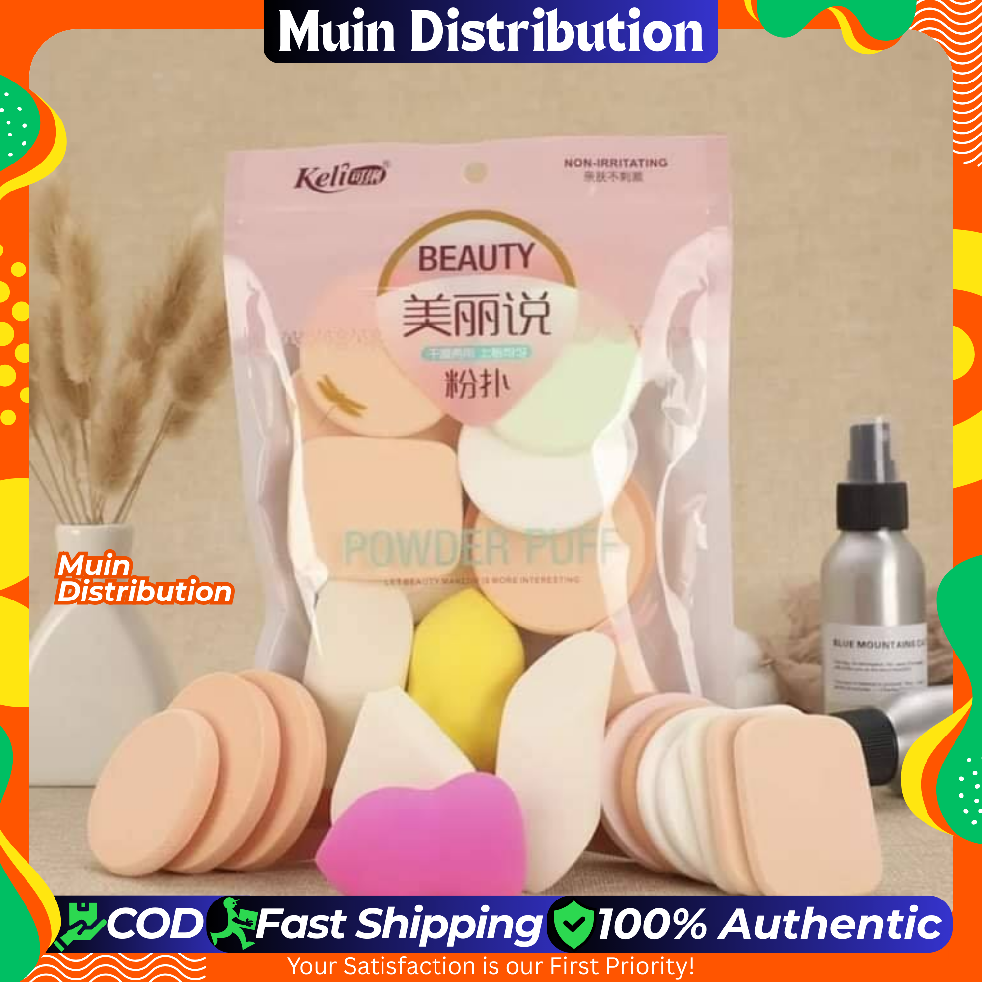 Picture of keli 13 Pcs Makeup Sponge Combo set, Makeup Blender Powder Buff Sponge Cosmetic Puff, Sponge Beauty Blender Puf - Beauty Blender