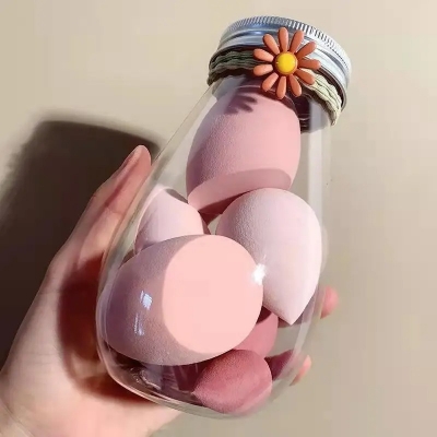 Picture of Beauty Blender Makeup Puff Set of 6 piece With Cute Jar/Bottle  -  Soft Makeup Sponge  / Powder puff