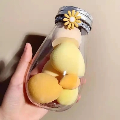 Picture of Beauty Blender Makeup Puff Set of 6 piece With Cute Jar/Bottle  -  Soft Makeup Sponge  / Powder puff