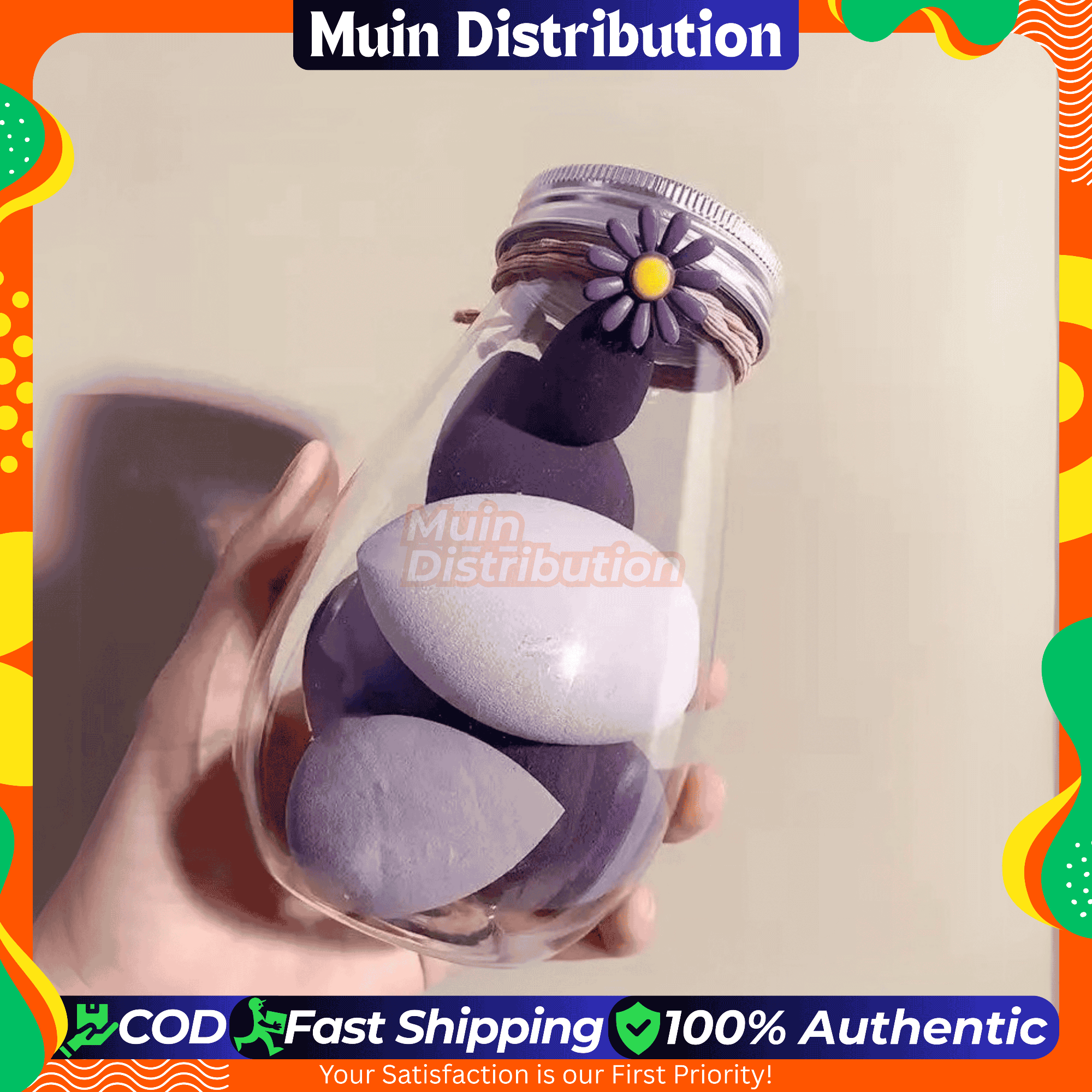 Picture of 6 piece Beauty Blender Makeup Puff Set With Cute bottle - Makeup Sponge Puff set - Purple Color Set