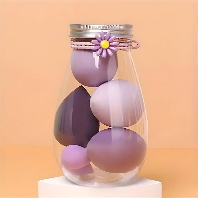 Picture of 6 piece Beauty Blender Makeup Puff Set With Cute bottle - Makeup Sponge Puff set - Purple Color Set