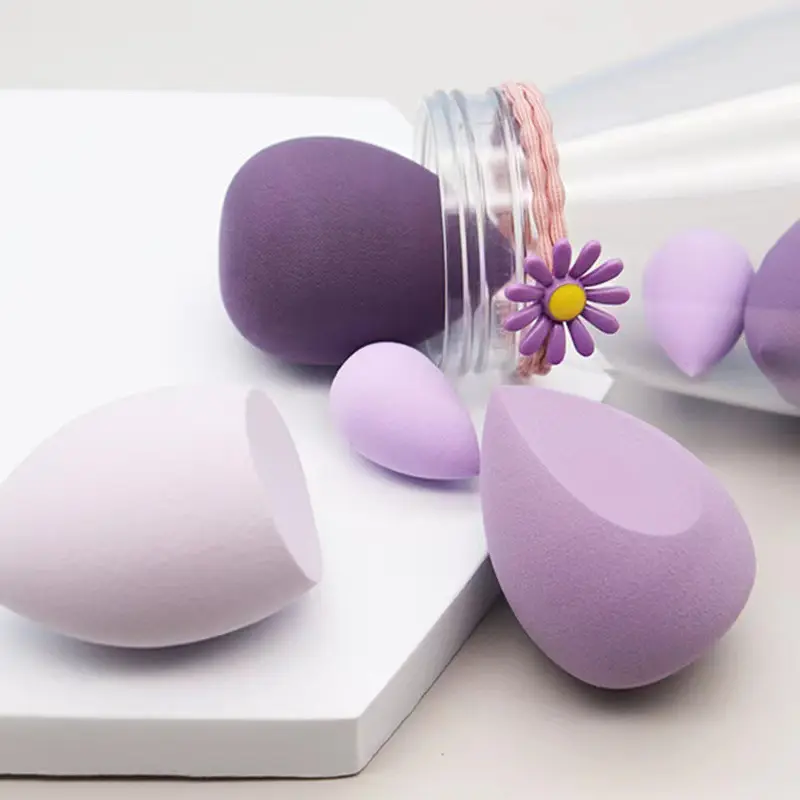 Picture of 6 piece Beauty Blender Makeup Puff Set With Cute bottle - Makeup Sponge Puff set - Purple Color Set