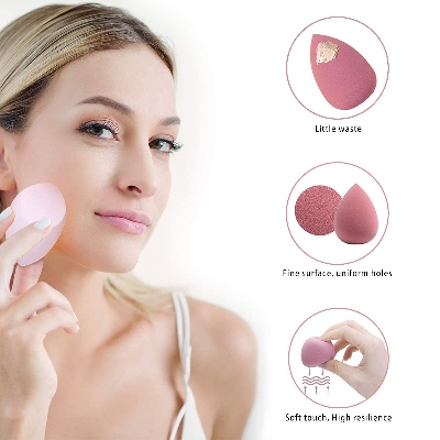Picture of 6 piece Beauty Blender Makeup Puff Set With Cute bottle - Makeup Sponge Puff set - Pink Color set