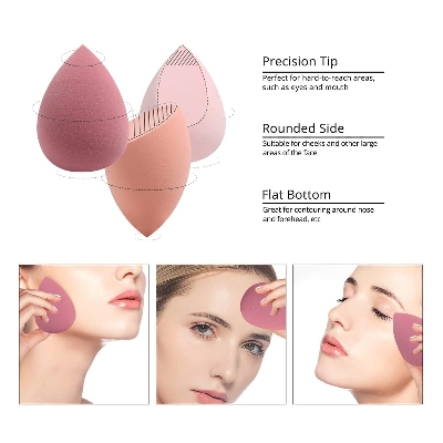 Picture of 6 piece Beauty Blender Makeup Puff Set With Cute bottle - Makeup Sponge Puff set - Pink Color set