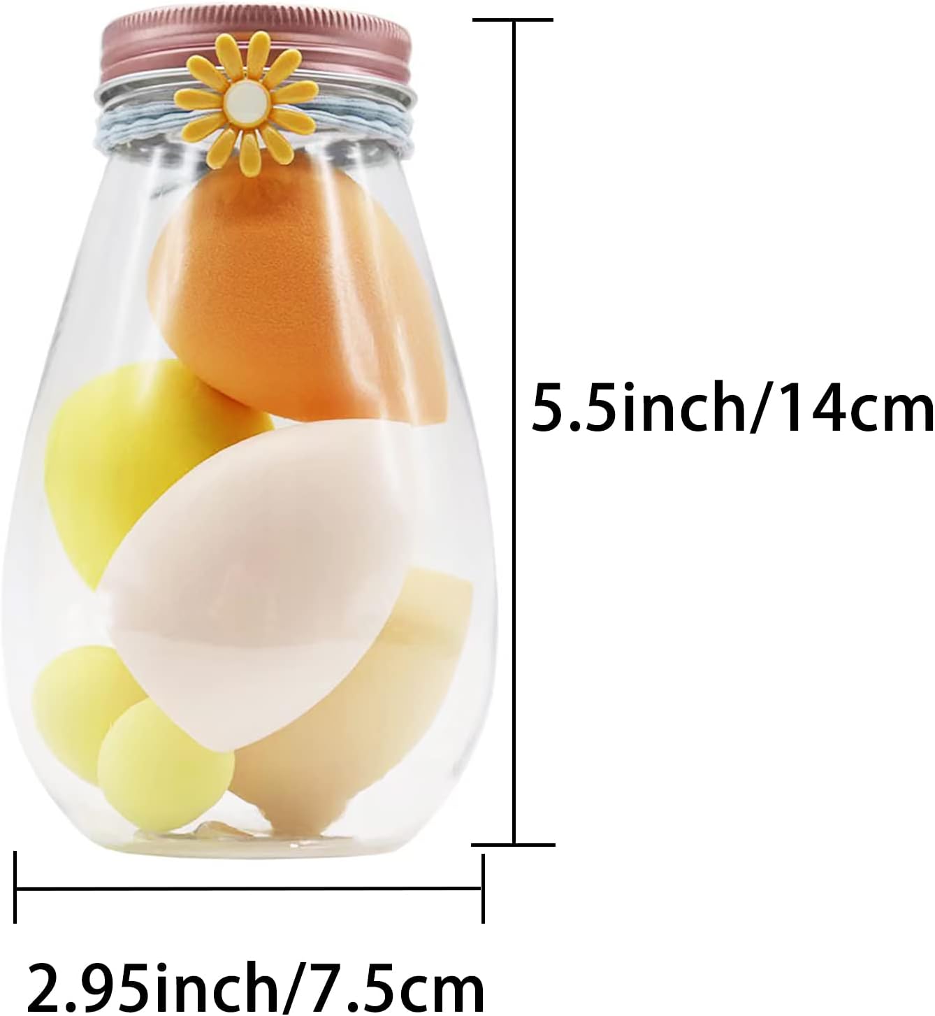 Picture of 6 piece Beauty Blender Makeup Puff Set With Cute bottle - Makeup Sponge Puff set - Yellow Color Set