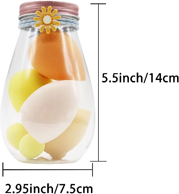 Picture of 6 piece Beauty Blender Makeup Puff Set With Cute bottle - Makeup Sponge Puff set - Yellow Color Set