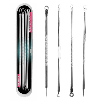 Picture of 4pcs/set Blackhead Comedone Acne Pimple Blackhead Remover Tool Spoon for Face Skin Care Tool Needles Facial Pore Cleaner - skin care tools