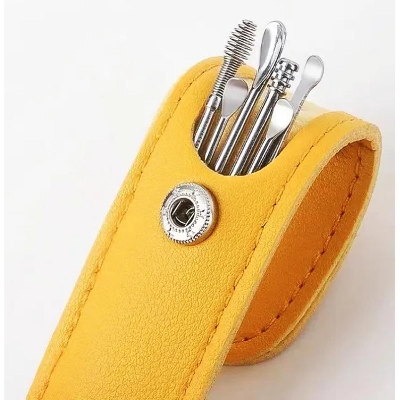 Picture of 6 Pcs Ear Wax Cleaner - Resuable Ear Cleaner Tool Set with Storage Storage Leather Pouch - Ear Wax Remover Tool Kit with Ear Curette Cleaner