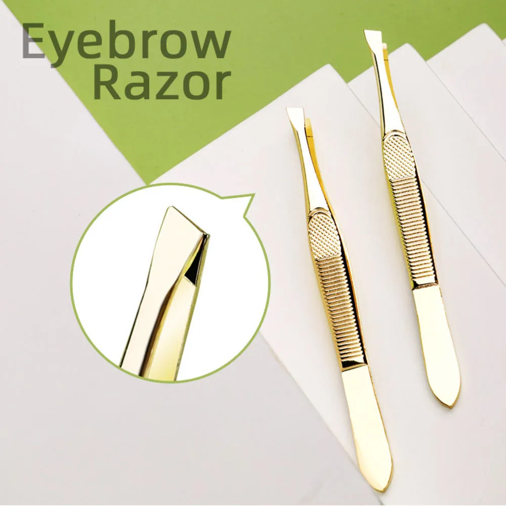 Picture of Stainless Steel (Flat) Tweezer (Golden Color) For Hair Removal - 1pcs