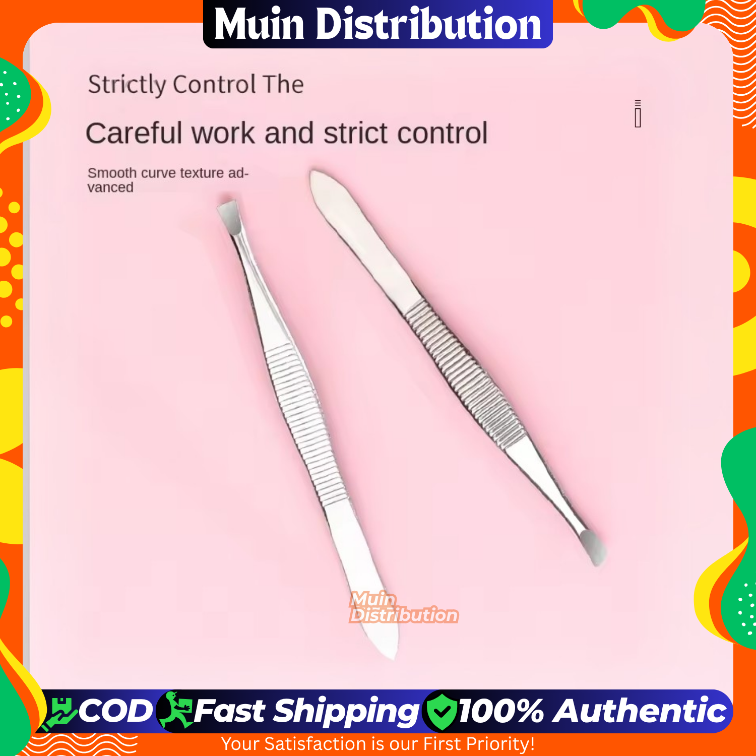Picture of Stainless Steel (Flat) Tweezer (Silver Color) For Hair Removal - 1pcs
