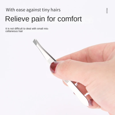 Picture of Stainless Steel (Flat) Tweezer (Silver Color) For Hair Removal - 1pcs