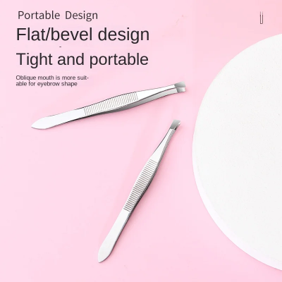 Picture of Stainless Steel (Flat) Tweezer (Silver Color) For Hair Removal - 1pcs