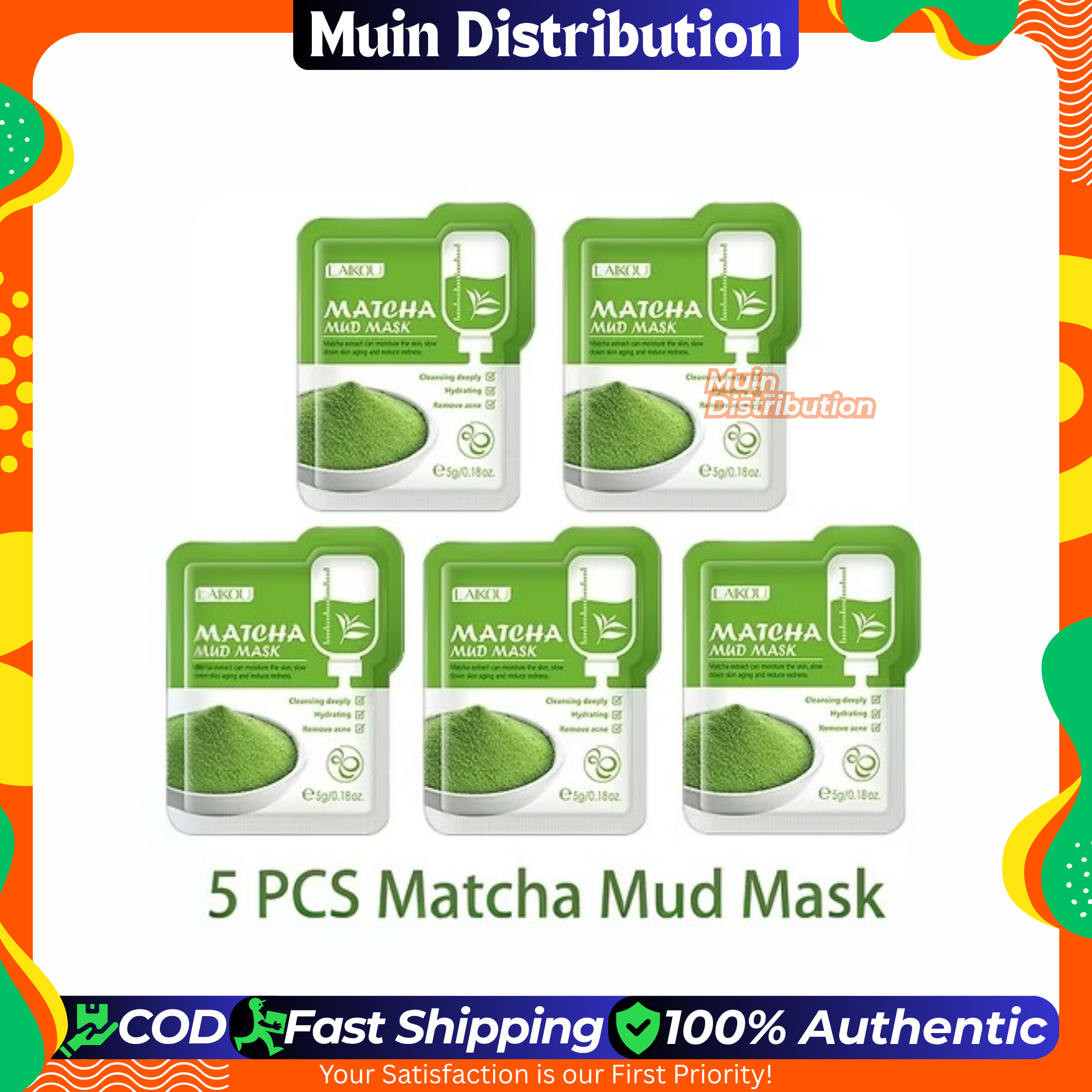 Picture of LAIKOU 5pcs Matcha Mud Mask/ Face Pack