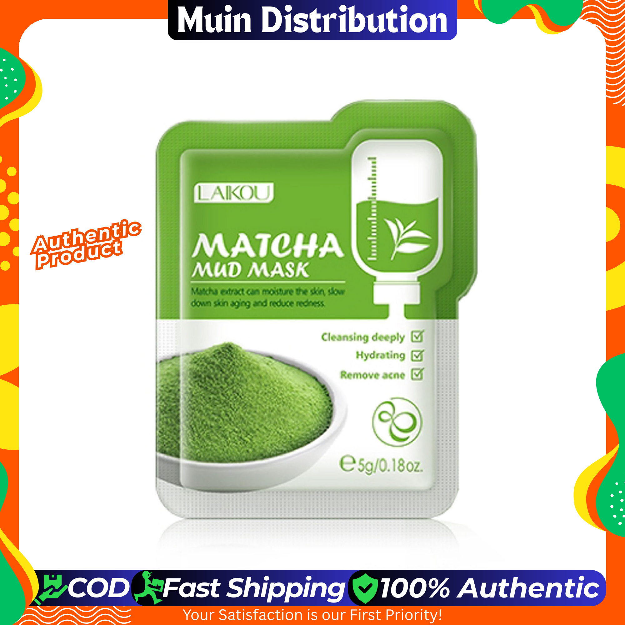Picture of LAIKOU Matcha Mud Mask / Face Pack - 5g
