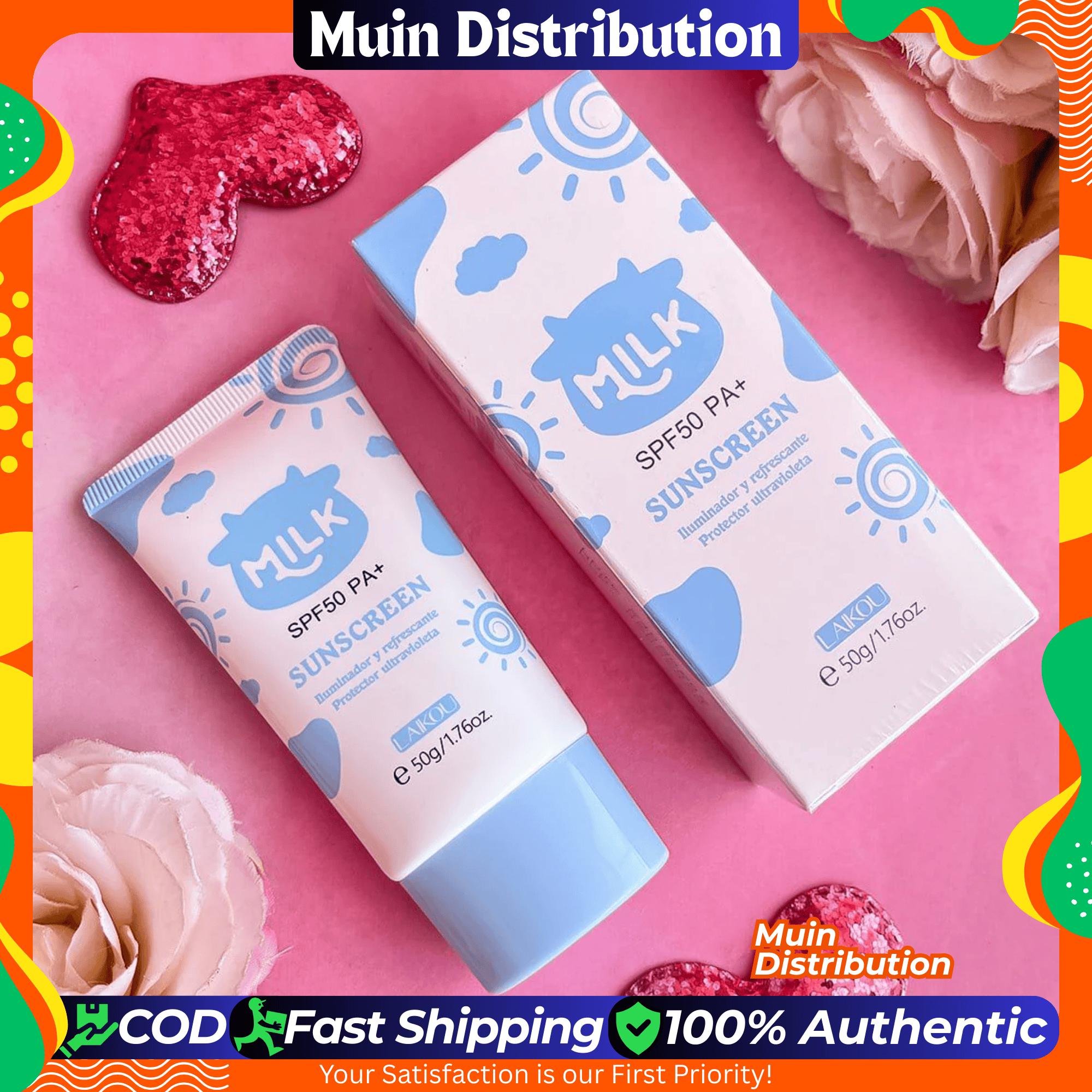 Picture of LAIKOU Milk Sunscreen SPF 50 PA+++ UV Protection 50g