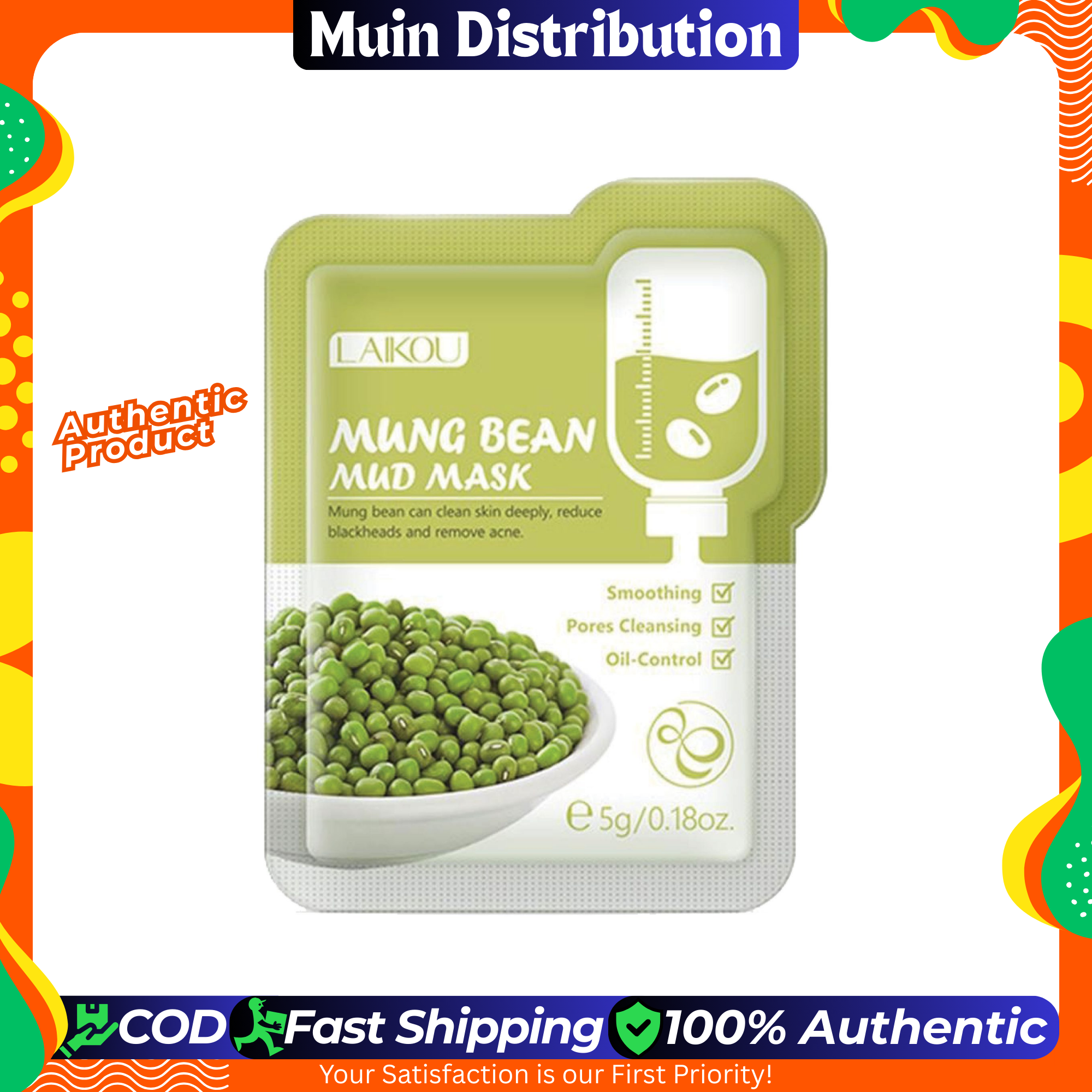 Picture of LAIKOU Mung Bean Mud Mask / Face Pack - 5g