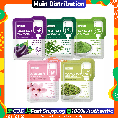 Picture of LAIKOU 5pcs Mud Mask Clay Mask Sakura Matcha Eggplant Tea Tree Mung Bean Oil-Control Deep Cleansing Whitening Facial Skin Care