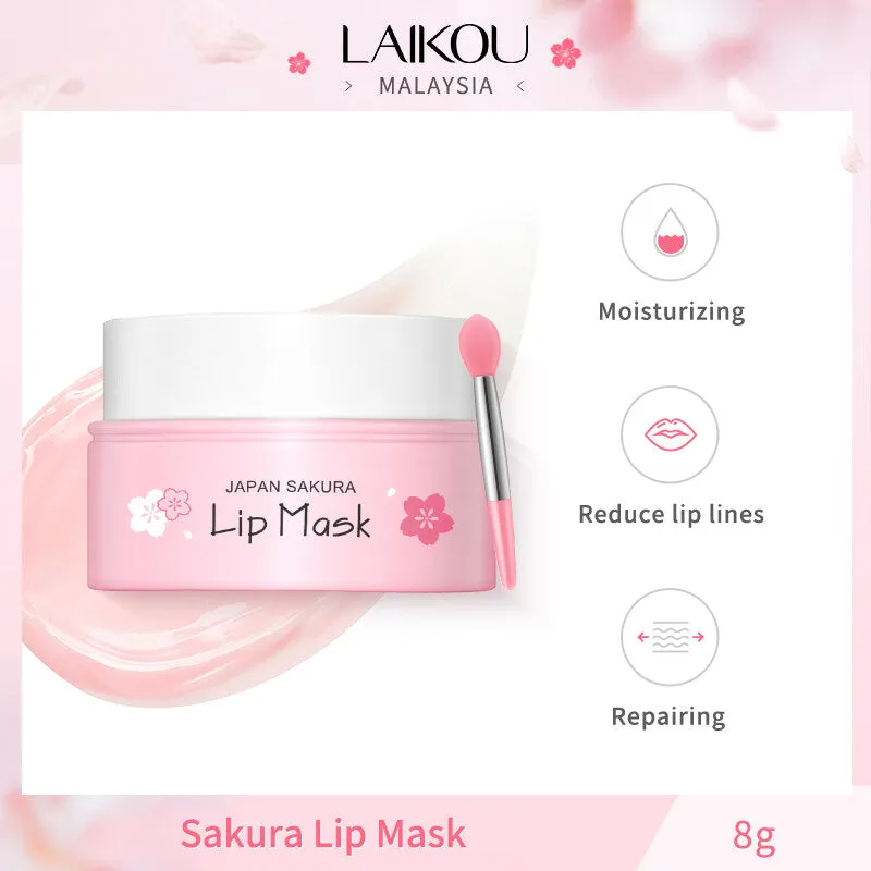 Picture of LAIKOU Japan Sakura Lip Mask Diminishing Lip Lines Cherry blossoms Remove Wrinkle Cream Repairing Smoothing Lip Balm 8g