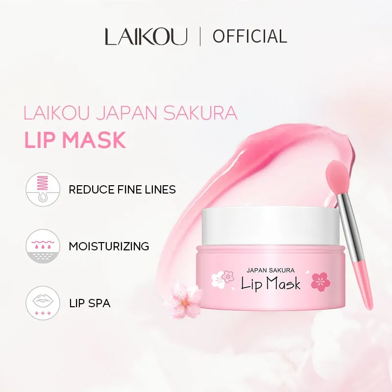 Picture of LAIKOU Japan Sakura Lip Mask Diminishing Lip Lines Cherry blossoms Remove Wrinkle Cream Repairing Smoothing Lip Balm 8g