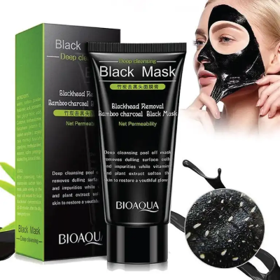 Picture of BIOAQUA Black Mask Bamboo Charcoal Blackhead Remover Mask – Deep Cleansing Peel-Off Face Mask for Pores & Oil Control (60g)