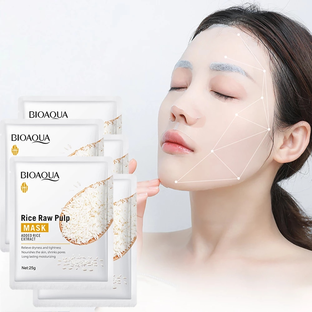 Picture of Bioaqua Rice Raw Pulp Mask Hydrating Moisturizing Face Sheet Mask - 25 gm