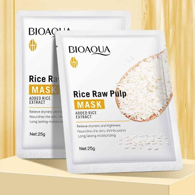 Picture of Bioaqua Rice Raw Pulp Mask Hydrating Moisturizing Face Sheet Mask - 25 gm