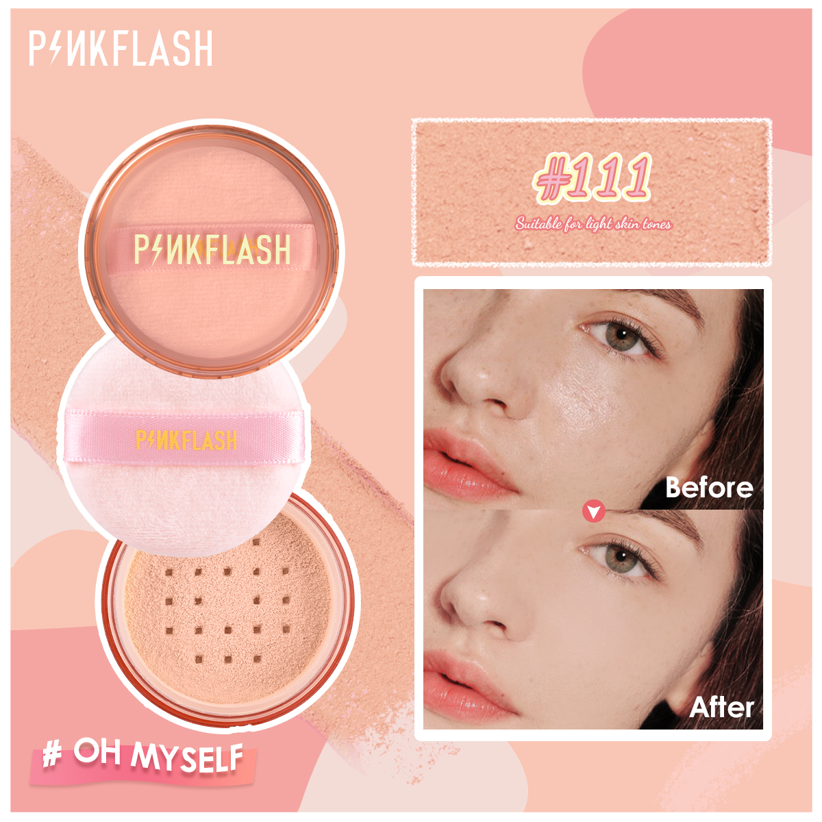 Picture of PinkFlash Loose Powder #111 (Suitable for light skin tones) Long Lasting Oil Control Matte Loose powder