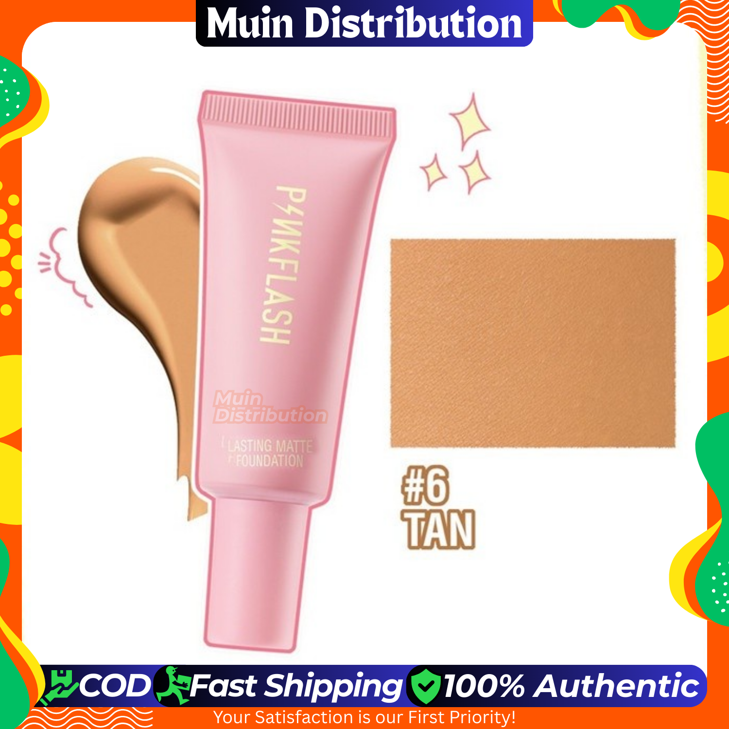 Picture of PinkFlash Foundation #6 Tan (Suitable for tan to dark skin tone) OhMySelf Foundation Weightless Lasting All Day High Coverage Oil Control Matte - 25g