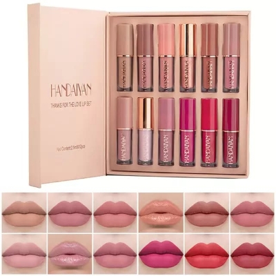 Picture of HANDAIYAN 12 Colors 2.5ml Lip Gloss Set Matte Pearlescent Non-Sticky Lip Glaze Lipstick - Lipstick Set