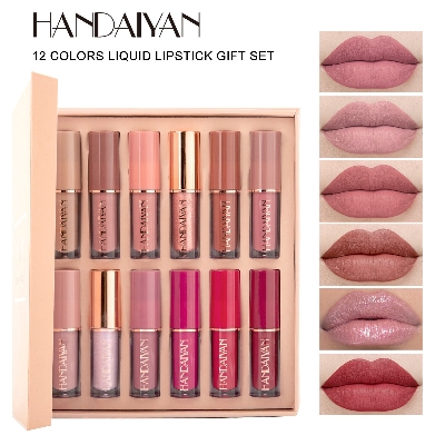 Picture of HANDAIYAN 12 Colors 2.5ml Lip Gloss Set Matte Pearlescent Non-Sticky Lip Glaze Lipstick - Lipstick Set