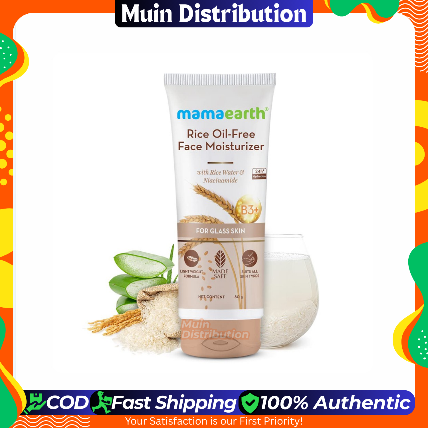 Picture of Mamaearth Rice Oil Free Face Moisturizer With Rice Water & Niacinamide for Glass Skin - 80 ml