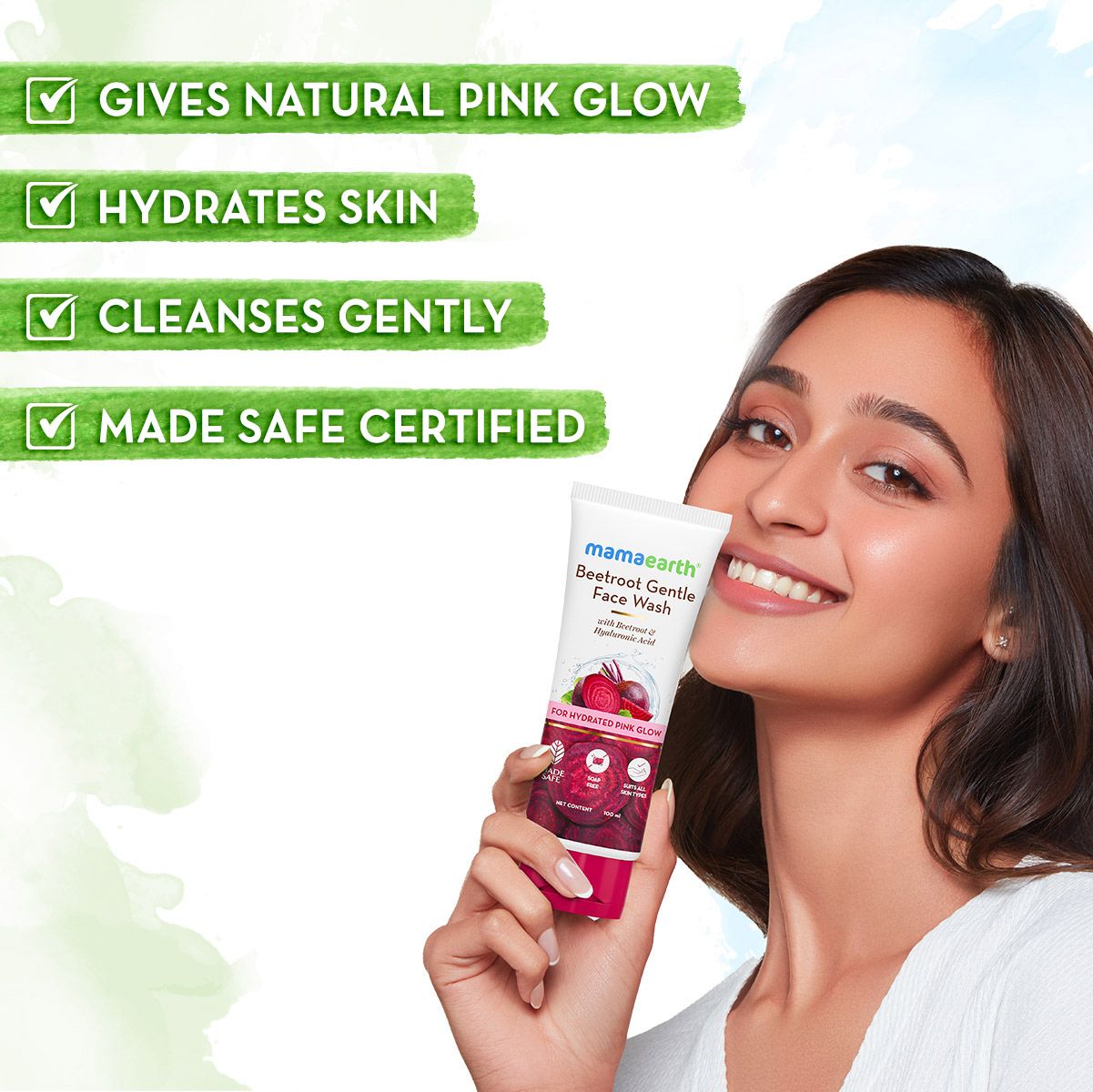 Picture of Mamaearth Beetroot Gentle Face Wash & Hyaluronic Acid For Hydrated Pink Glow -100ml